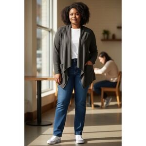 Barefoot Dreams Cardigan L/XL Grey CozyChic Ultra Lite Waterfall Draped Comfy